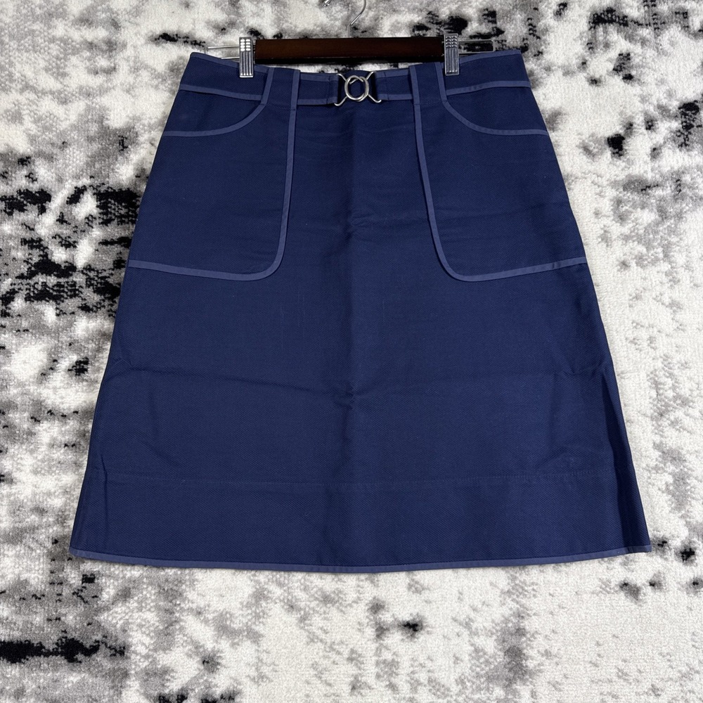 DKNY Skirt Womens Size 10 Navy Blue Belt Buckle Cotton‎ Mini Vintage